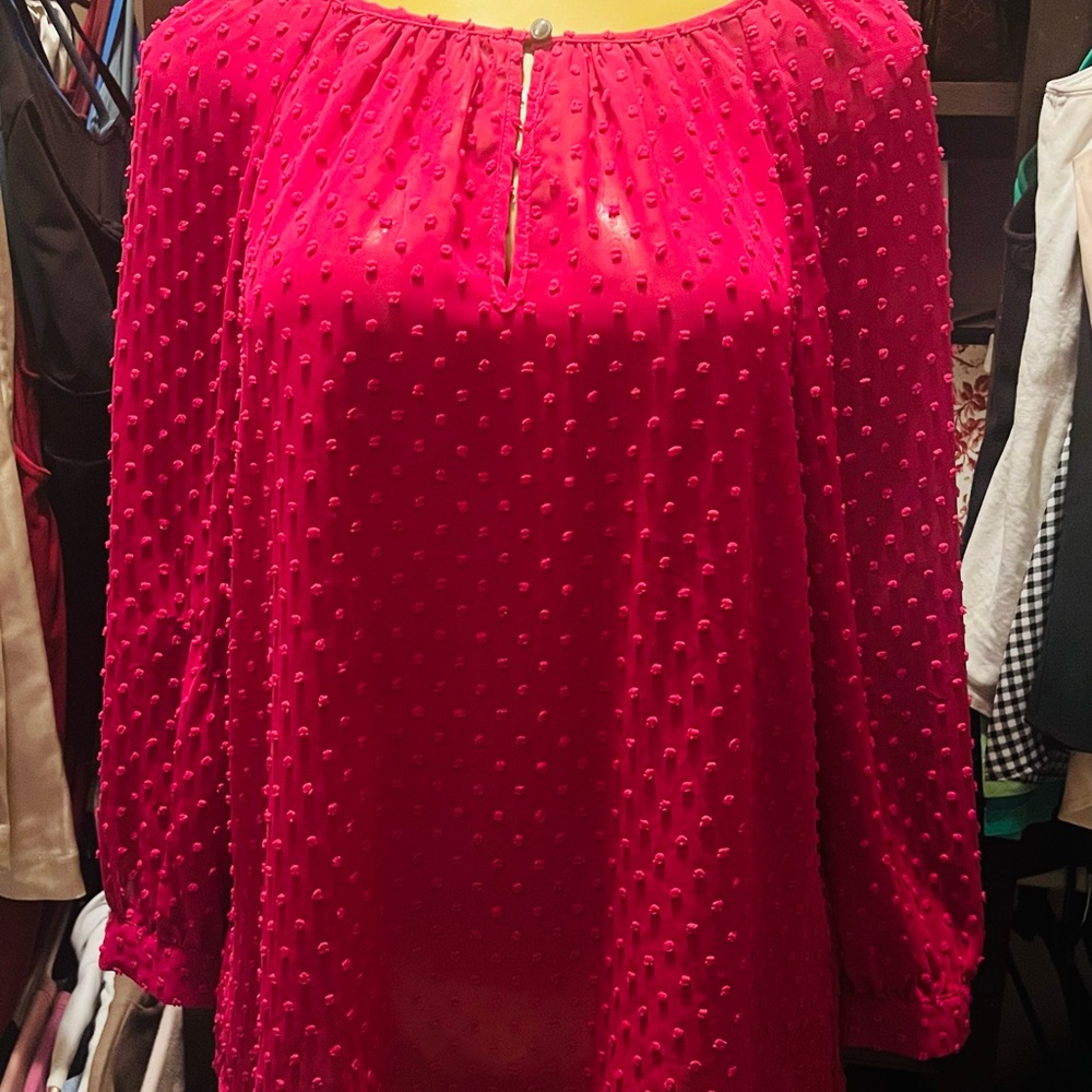 J Crew Fuchsia Textured Blouse